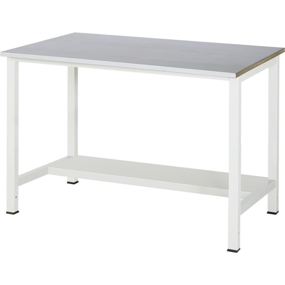 RAU Werktisch 900 mit Ablageboden Tiefe 320 mm, HxBxT 825 x 1.250 x 800 mm, Arbeitplatte Stahlblech-Belag