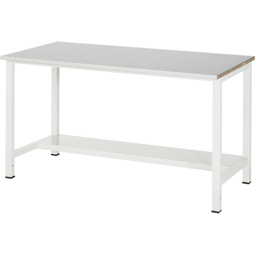 RAU Werktisch 900 mit Ablageboden Tiefe 320 mm, HxBxT 825 x 1.500 x 800 mm, Arbeitplatte Stahlblech-Belag