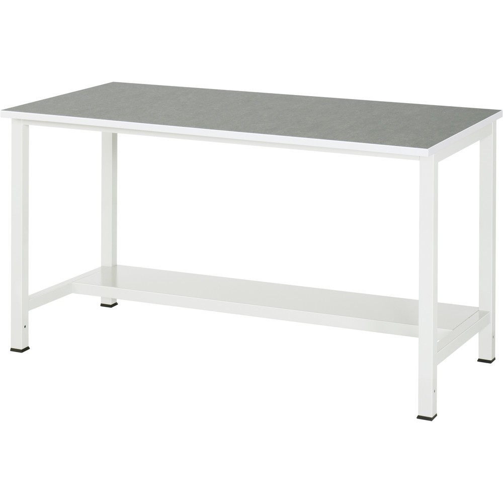 RAU Werktisch 900 mit Ablageboden Tiefe 320 mm, HxBxT 825 x 1.500 x 800 mm, Arbeitplatte Universal-/Linoleum-Belag