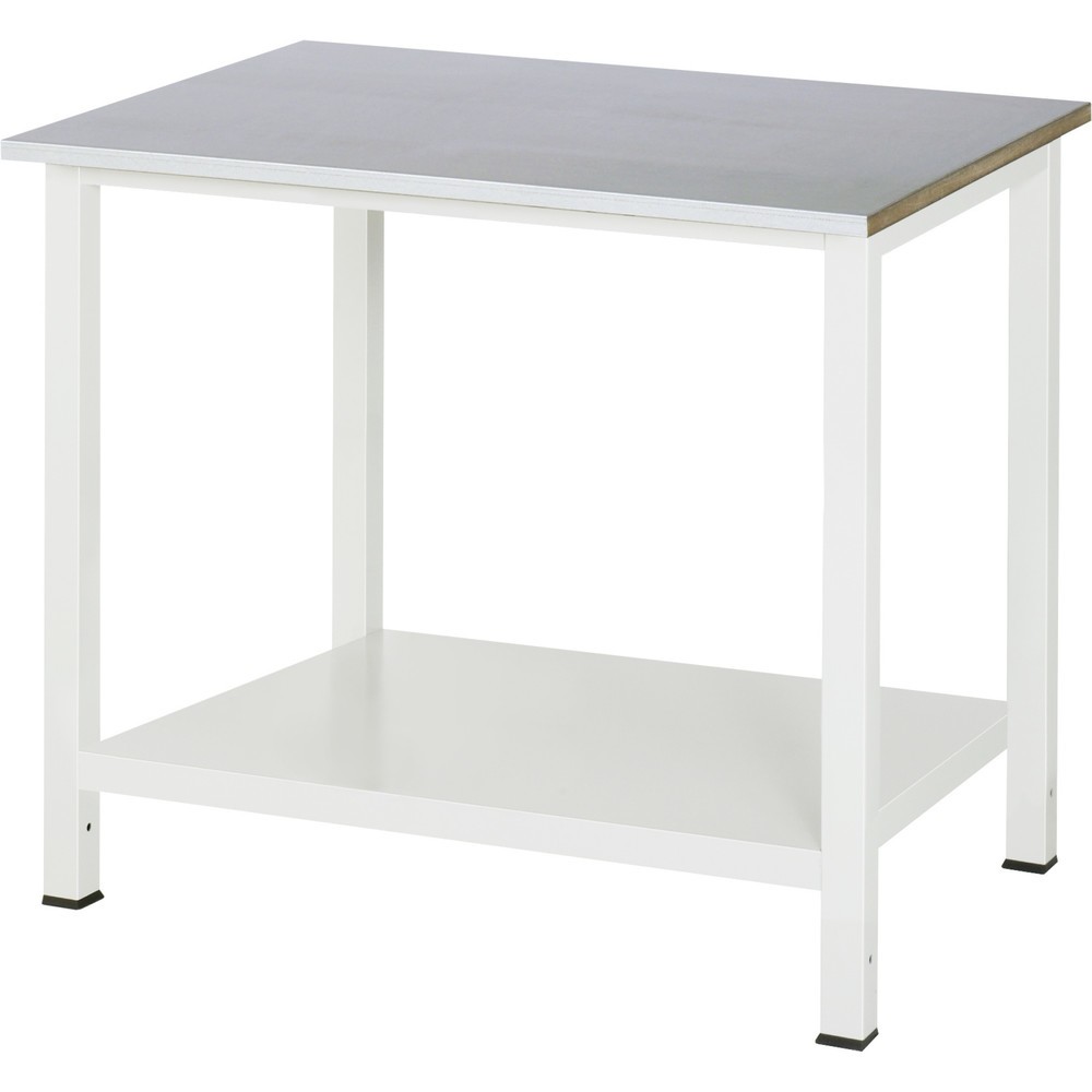 RAU Werktisch 900 mit Ablageboden Tiefe 650 mm, HxBxT 825 x 1.000 x 800 mm, Arbeitplatte Stahlblech-Belag
