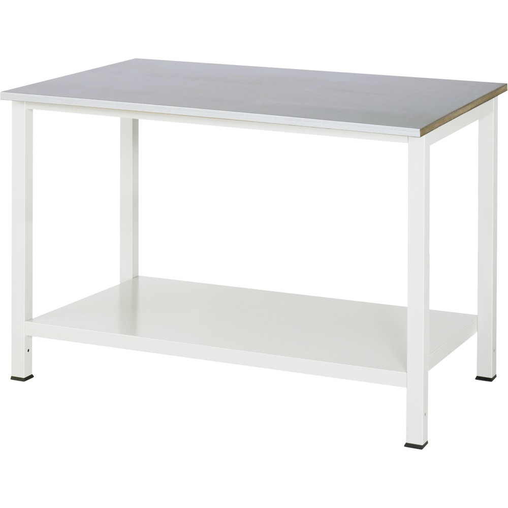 RAU Werktisch 900 mit Ablageboden Tiefe 650 mm, HxBxT 825 x 1.250 x 800 mm, Arbeitplatte Stahlblech-Belag