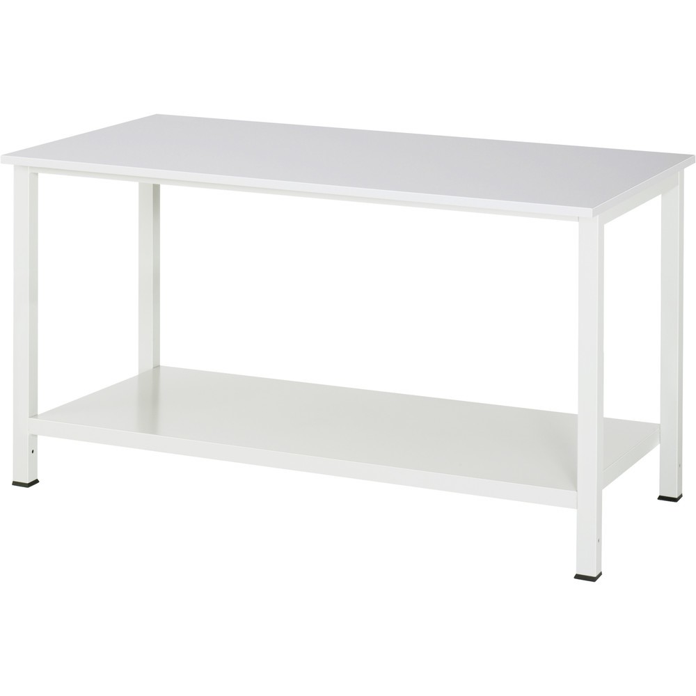 RAU Werktisch 900 mit Ablageboden Tiefe 650 mm, HxBxT 825 x 1.500 x 800 mm, Arbeitplatte Melamin-Belag