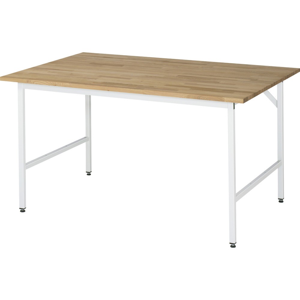 RAU höhenverstellbarer Werktisch Serie JERRY, HxBxT 800-850 x 1.500 x 1.000 mm, Arbeitsplatte Buche-Massiv