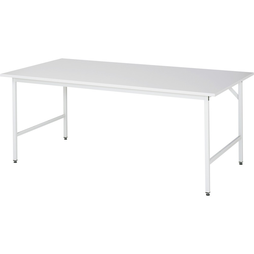 RAU höhenverstellbarer Werktisch Serie JERRY, HxBxT 800-850 x 2.500 x 1.000 mm, Arbeitsplatte EGB-Melamin-Belag