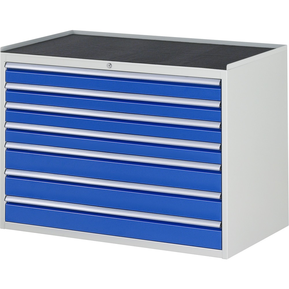 RAU Schubladenschrank Serie 7000, HxBxT 825 x 1.145 x 650 mm, 7 x 90%-Auszug-Schubladen 4 x 90, 3 x 120 mm, Arbeitsplatte Metall