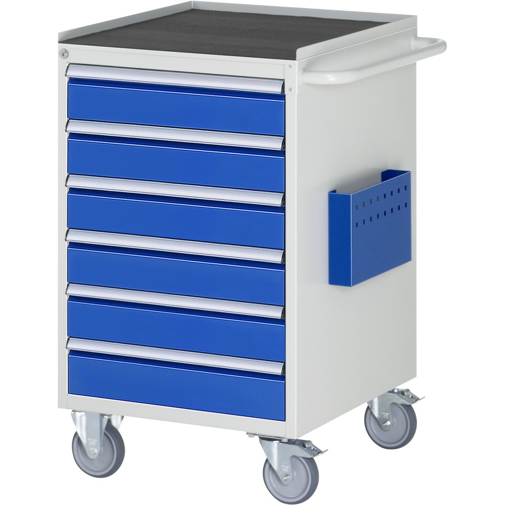 RAU Werkstattwagen Serie 7000, HxBxT 975 x 580 x 650 mm, 6 x 100%-Auszug-Schubladen 6 x 120 mm, Arbeitsplatte Metall