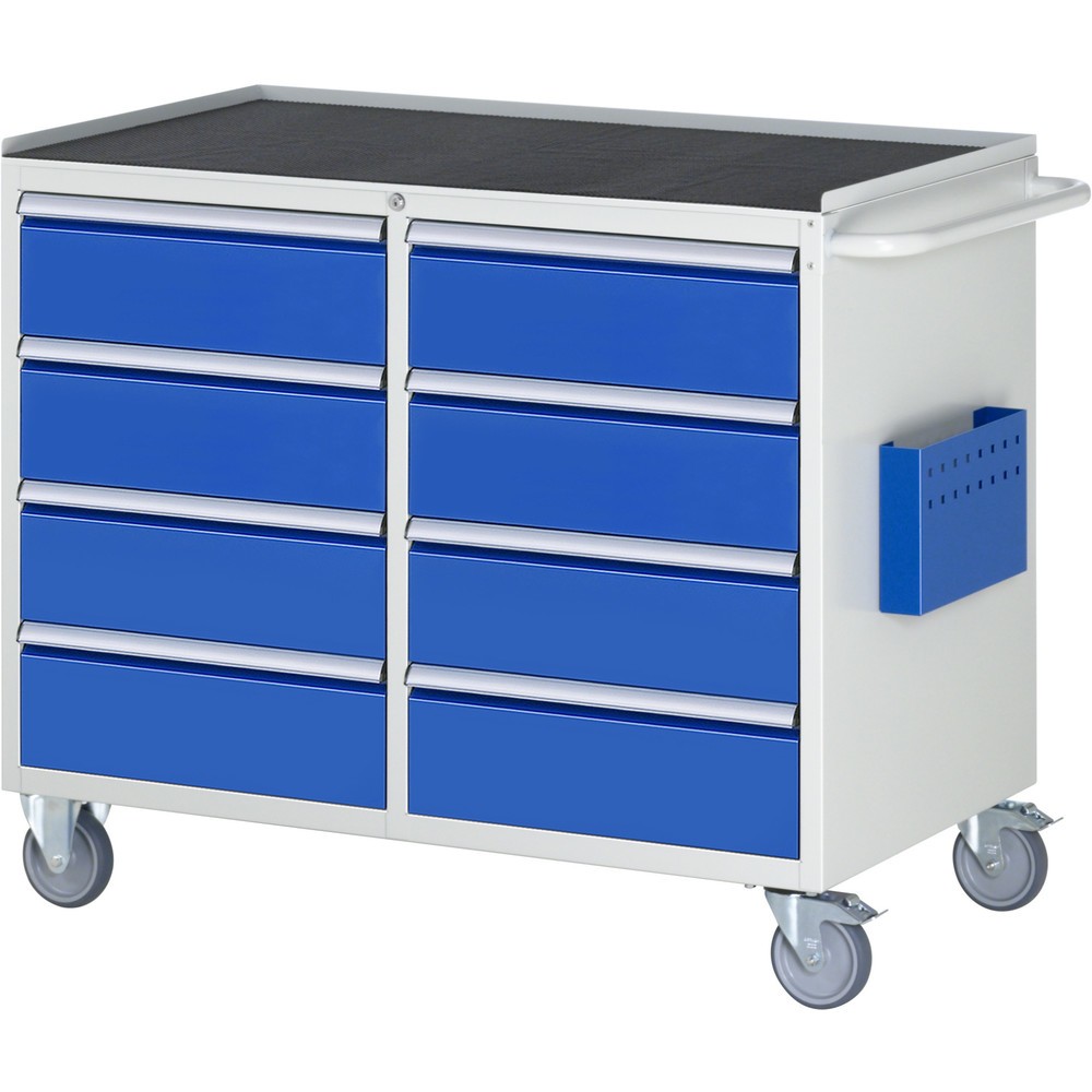 RAU Werkstattwagen Serie 7000, HxBxT 975 x 1.145 x 650 mm, 8 x 90%-Auszug-Schubladen 8 x 180 mm, Arbeitsplatte Metall