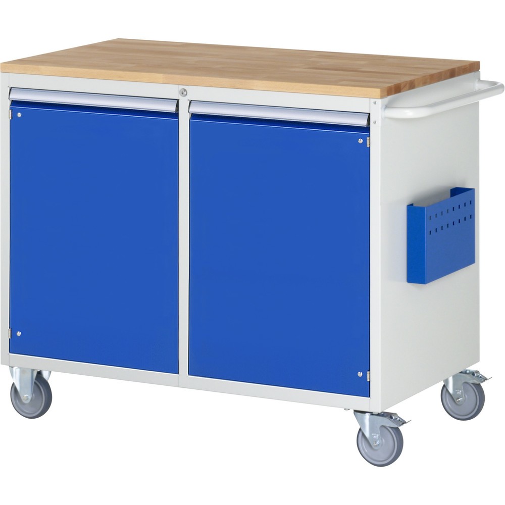 RAU Werkstattwagen Serie 7000, HxBxT 975 x 1.145 x 650 mm, 2 Flügeltüren, Arbeitsplatte Buche, Griffleiste ErgoScript®