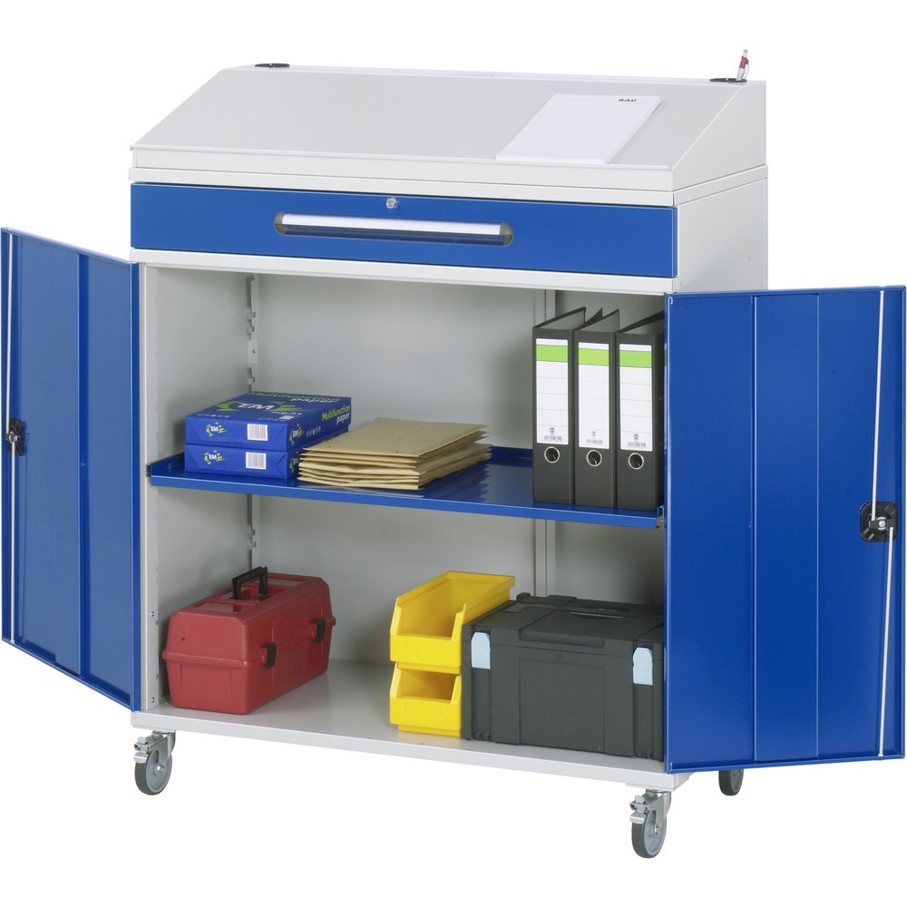RAU mobiles Rollpult, HxBxT 1.235-1.345 x 1.100 x 520 mm, Schubladen 1 x 120 mm