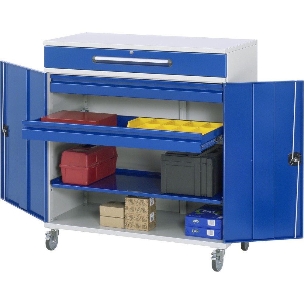 RAU mobiles Rollpult, HxBxT 1.185 x 1.100 x 520 mm, Schubladen 2 x 80, 1 x 120 mm