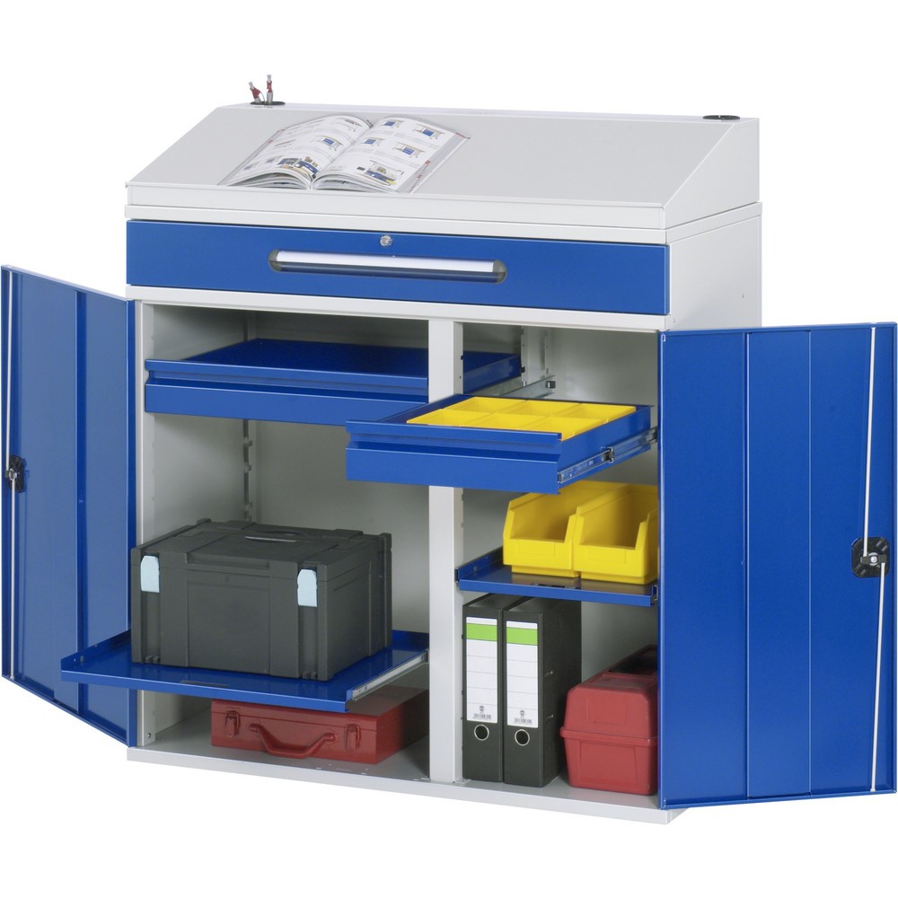 RAU Pultschrank, HxBxT 1.110-1.220 x 1.100 x 520 mm, Schubladen 2 x 80, 1 x 120 mm