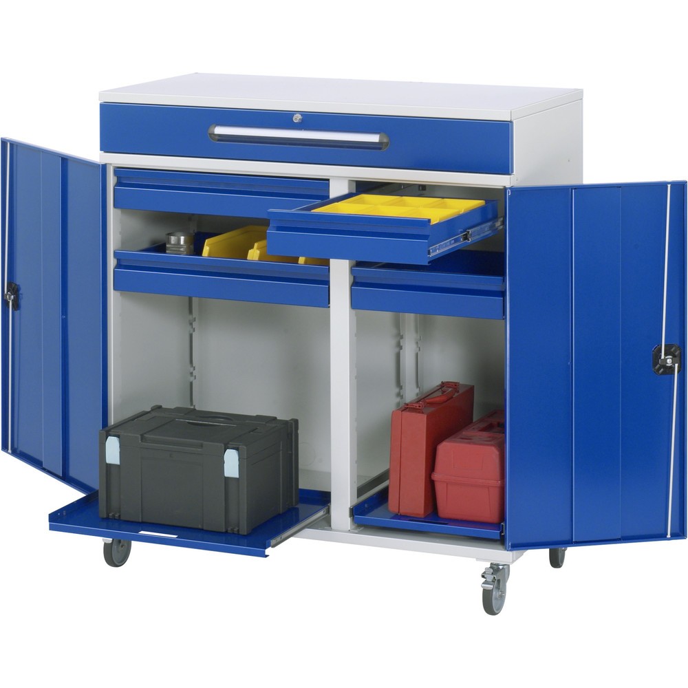 RAU mobiles Rollpult, HxBxT 1.185 x 1.100 x 520 mm, Schubladen 4 x 80, 1 x 120 mm