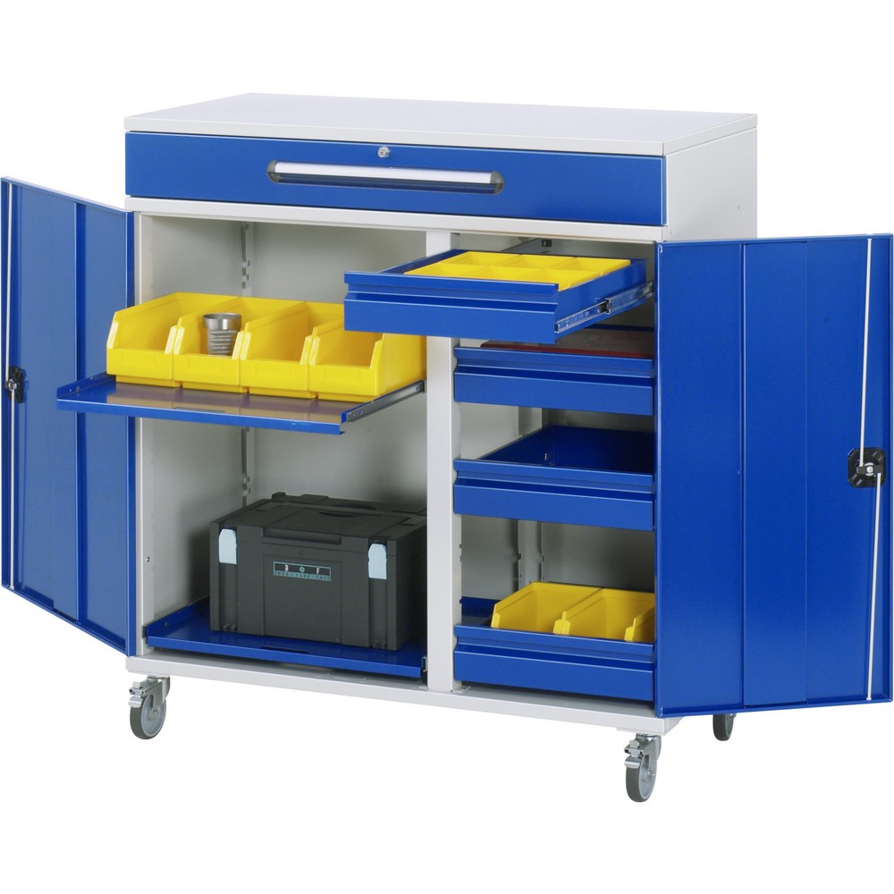 RAU mobiles Rollpult, HxBxT 1.185 x 1.100 x 520 mm, Schubladen 4 x 80, 1 x 120 mm