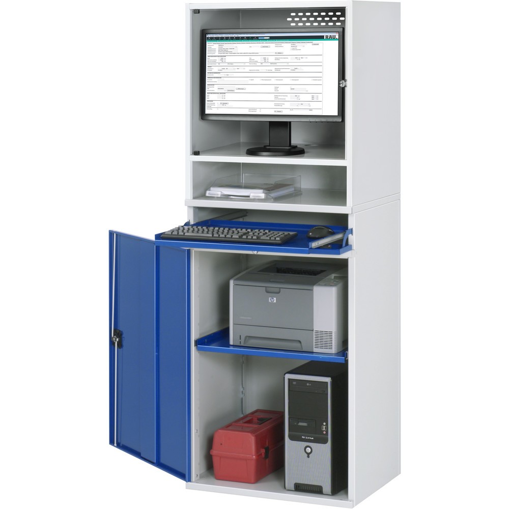 RAU Computer-Schrank, Monitorgehäuse, Tastaturauszug, Flügeltür, stationär