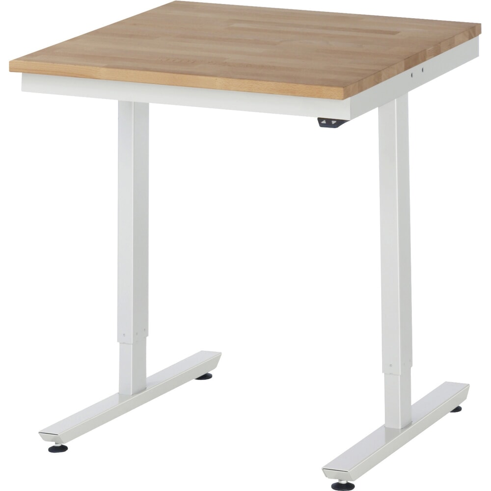 RAU elektrisch höhenverstellbarer Werktisch Serie adlatus 150, HxBxT 720-1.120 x 750 x 800 mm, Arbeitsplatte Buche-Massiv
