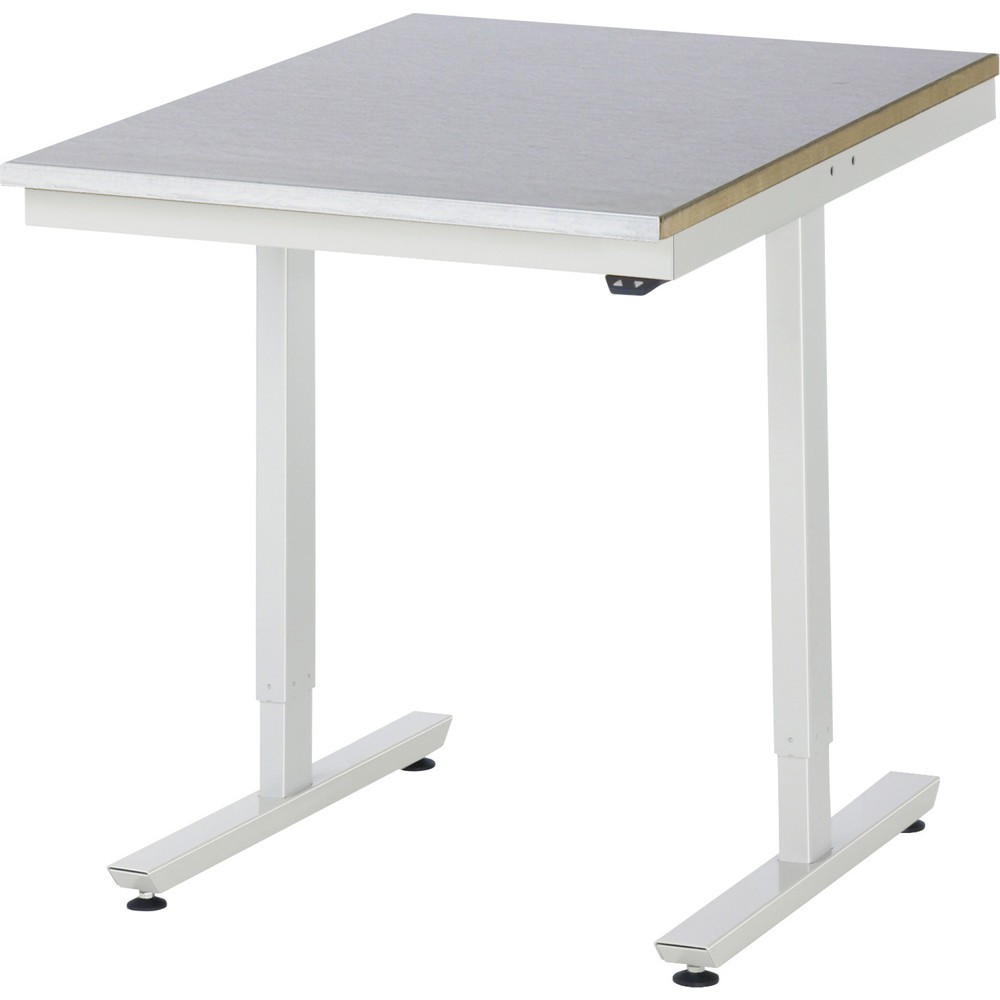 RAU elektrisch höhenverstellbarer Werktisch Serie adlatus 150, HxBxT 720-1.120 x 750 x 1.000 mm, Arbeitsplatte Stahlblech-Belag