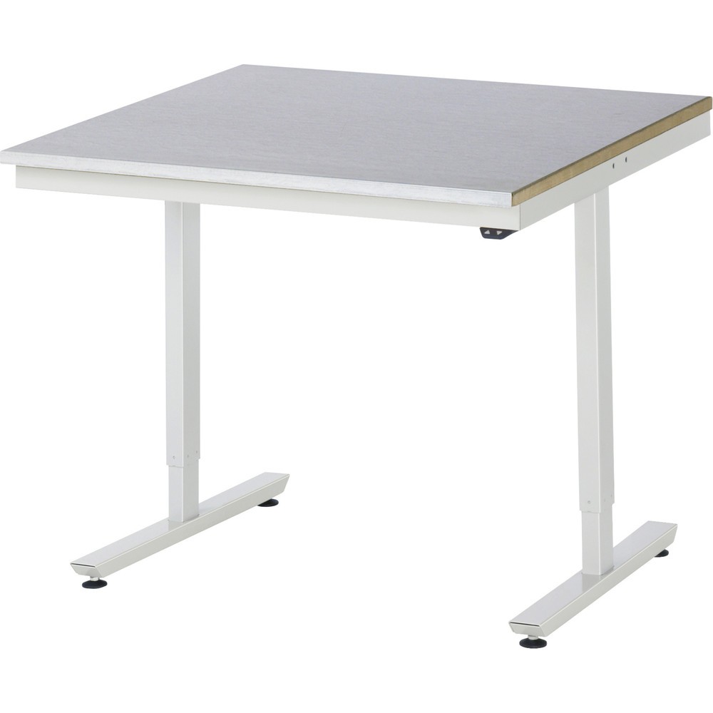 RAU elektrisch höhenverstellbarer Werktisch Serie adlatus 150, HxBxT 720-1.120 x 1.000 x 1.000 mm, Arbeitsplatte Edelstahlblech-Belag