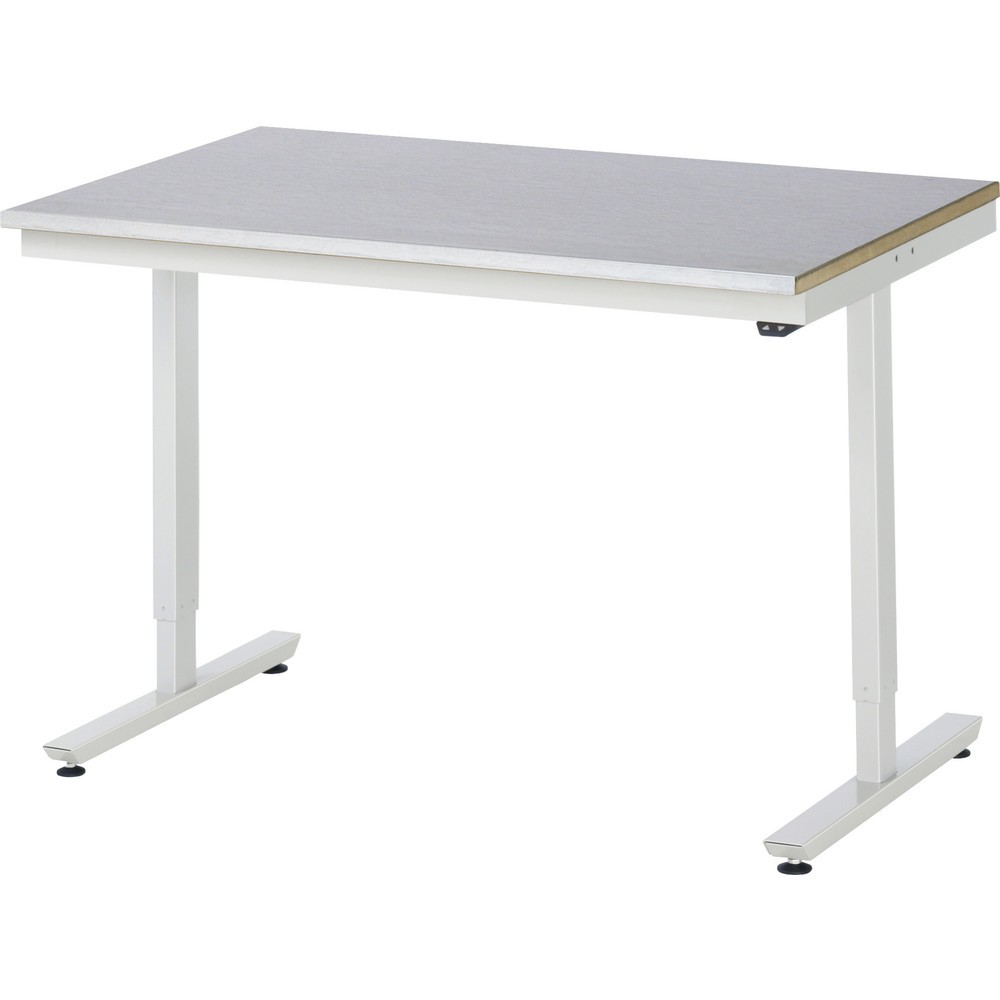 RAU elektrisch höhenverstellbarer Werktisch Serie adlatus 150, HxBxT 720-1.120 x 1.250 x 800 mm, Arbeitsplatte Edelstahlblech-Belag
