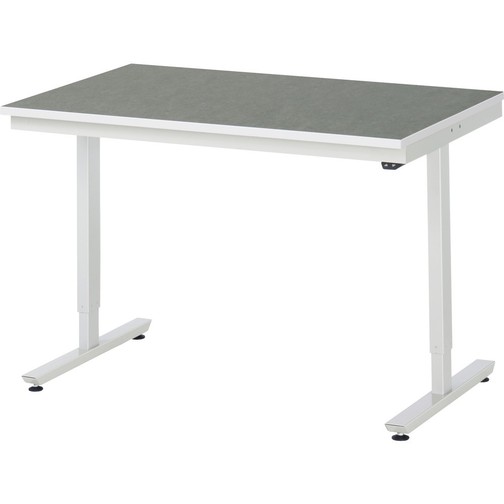 RAU elektrisch höhenverstellbarer Werktisch Serie adlatus 150, HxBxT 720-1.120 x 1.250 x 800 mm, Arbeitsplatte Universal-/Linoleum-Belag