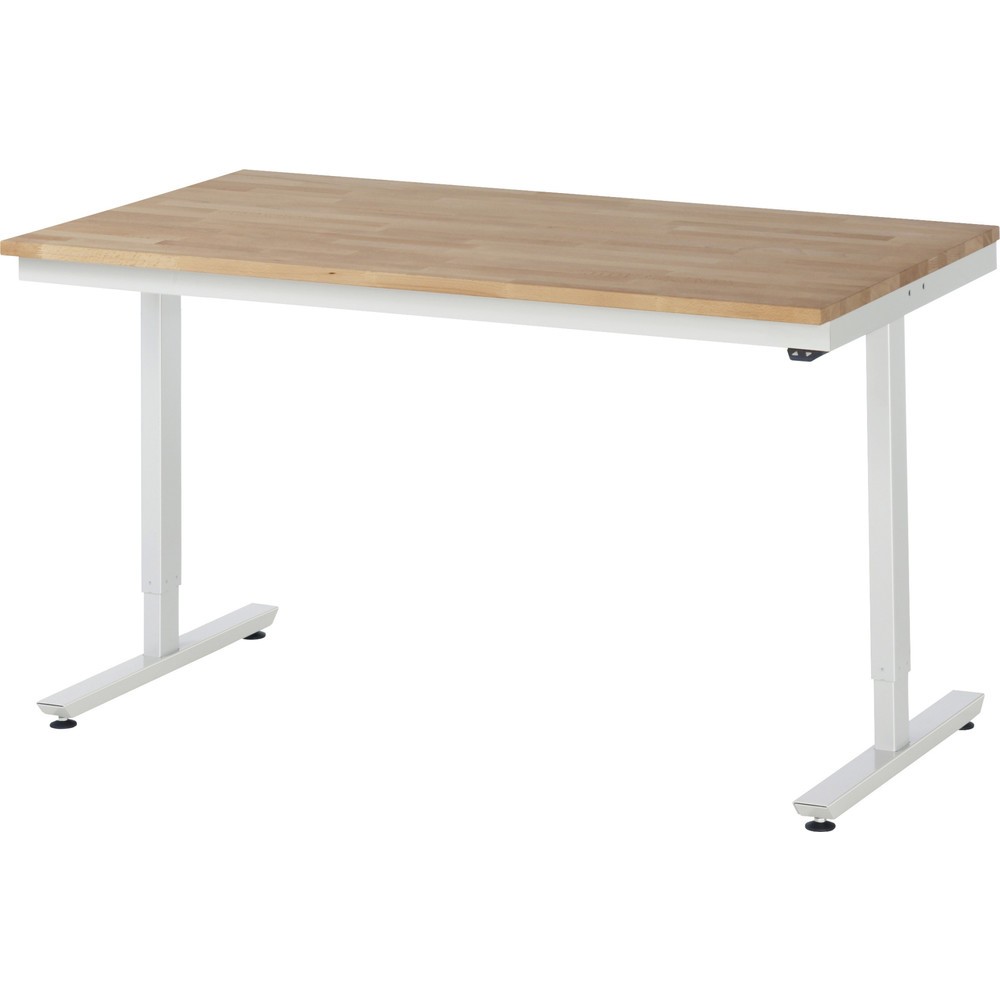 RAU elektrisch höhenverstellbarer Werktisch Serie adlatus 150, HxBxT 720-1.120 x 1.500 x 800 mm, Arbeitsplatte Buche-Massiv