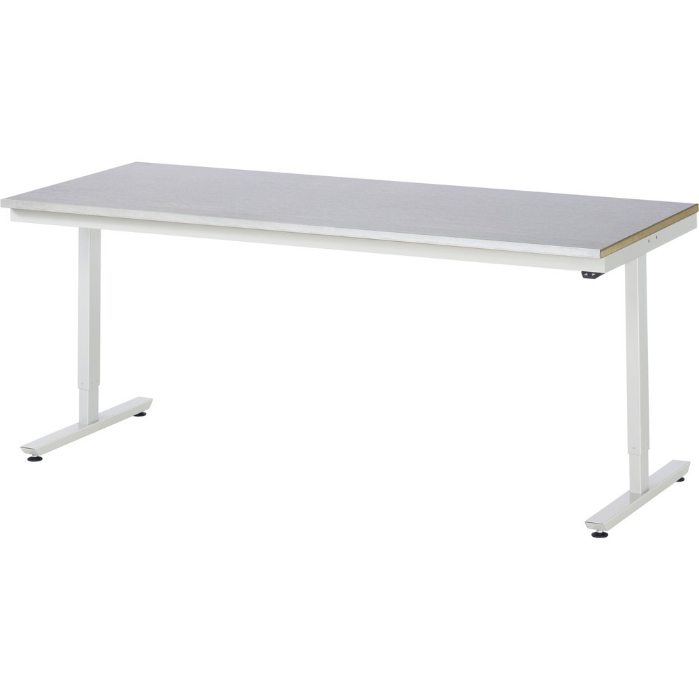 RAU elektrisch höhenverstellbarer Werktisch Serie adlatus 150, HxBxT 720-1.120 x 2.000 x 800 mm, Arbeitsplatte Stahlblech-Belag
