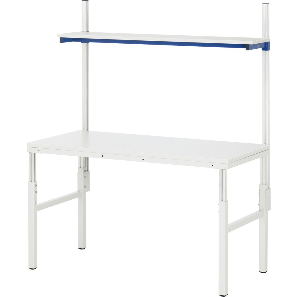 RAU Arbeitstisch Serie E, mit Etagenbord, HxBxT 650-1.000 x 1.200 x 700 mm, Arbeitsplatte Melamin-Belag