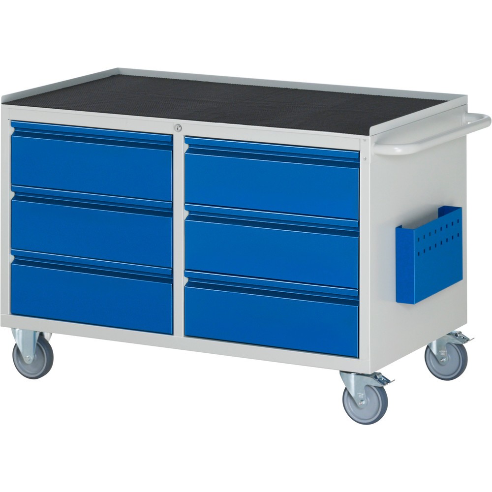 RAU Werkstattwagen Serie 7000, HxBxT 795 x 1.145 x 650 mm, 6 x 90%-Auszug-Schubladen, Arbeitsplatte Metall