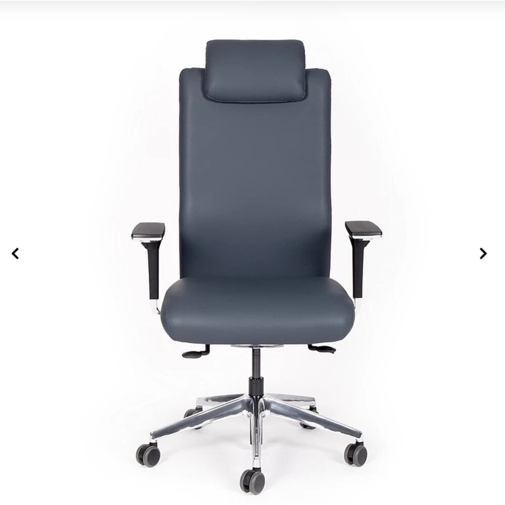 lento agilis XL AG13 Bürostuhl, 100% Echtleder, dunkelblau, mit Kopfstütze