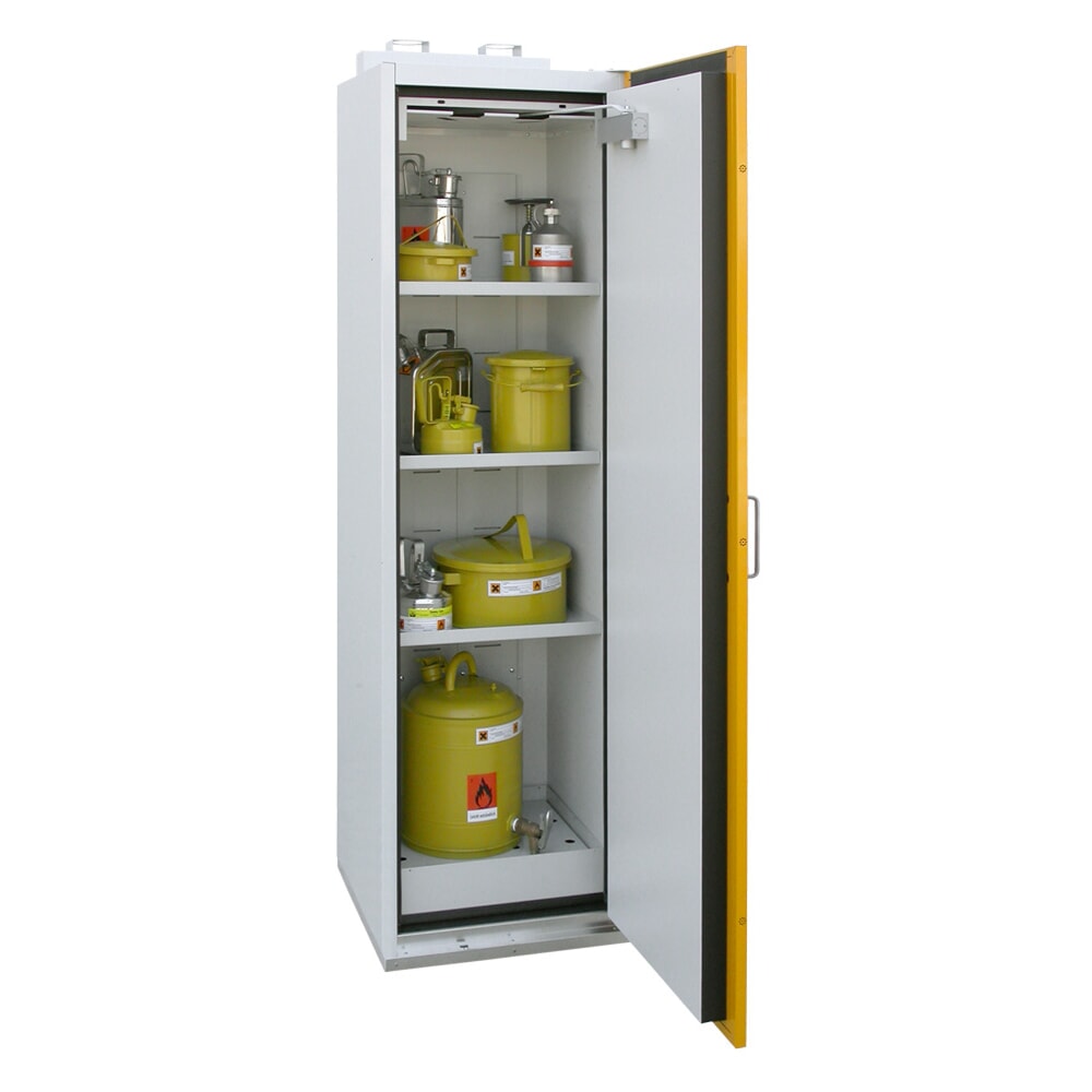 storeLAB Brandschutzschrank SiS Typ 90 / 600, HxBxT 1935 x 595 x 598 mm, RAL 7035 lichtgrau, RAL 1007 narzissengelb