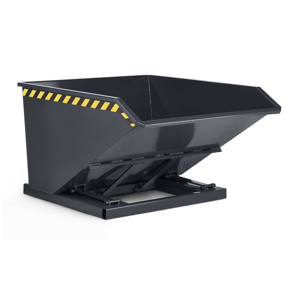RR-Industrietechnik® Muldenkippbehälter mit staplerschonender Scherenmechanik, Volumen 0,3 m³, TK 900 kg, anthrazitgrau