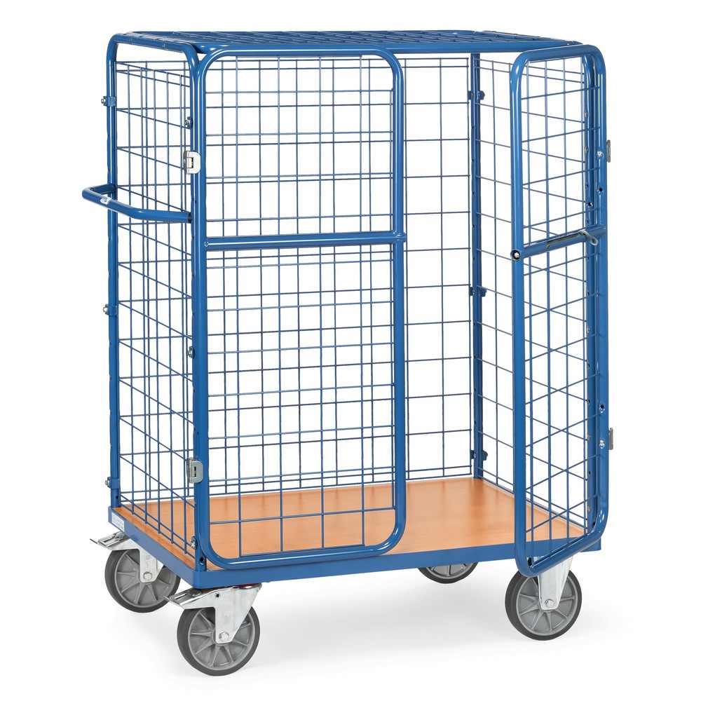 fetra® Paketwagen, Tragkraft 600 kg, Ladefläche BxT 1.000 x 700 mm, Höhe 1.552 mm, mit Dach