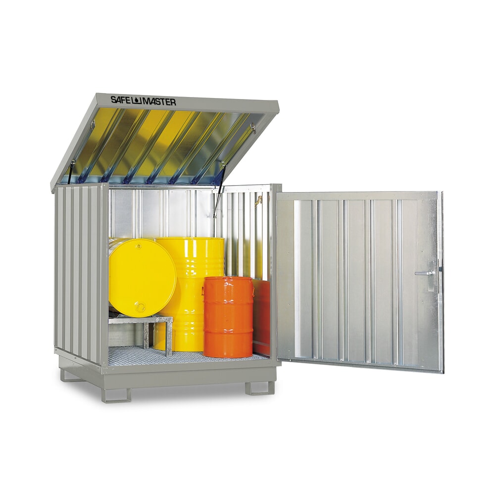 SAFE Master® Gefahrstoff-Depot, verzinkt und lackiert, 4x 200 l, HxBxT 1.610 x 1.420 x 1.490 mm, grauweiß