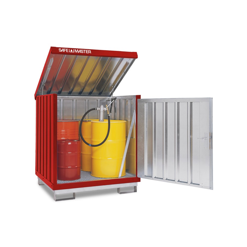 SAFE Master® Gefahrstoff-Depot, verzinkt und lackiert, 4x 200 l, HxBxT 1.610 x 1.420 x 1.490 mm, feuerrot