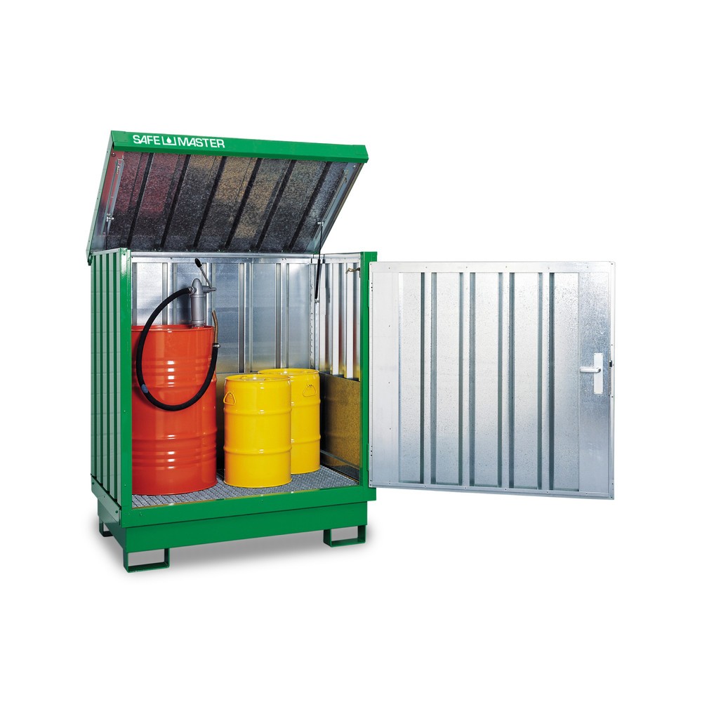 SAFE Master® Gefahrstoff-Depot, verzinkt und lackiert, 2x 200 l, HxBxT 1.685 x 1.420 x 1.080 mm, grasgrün