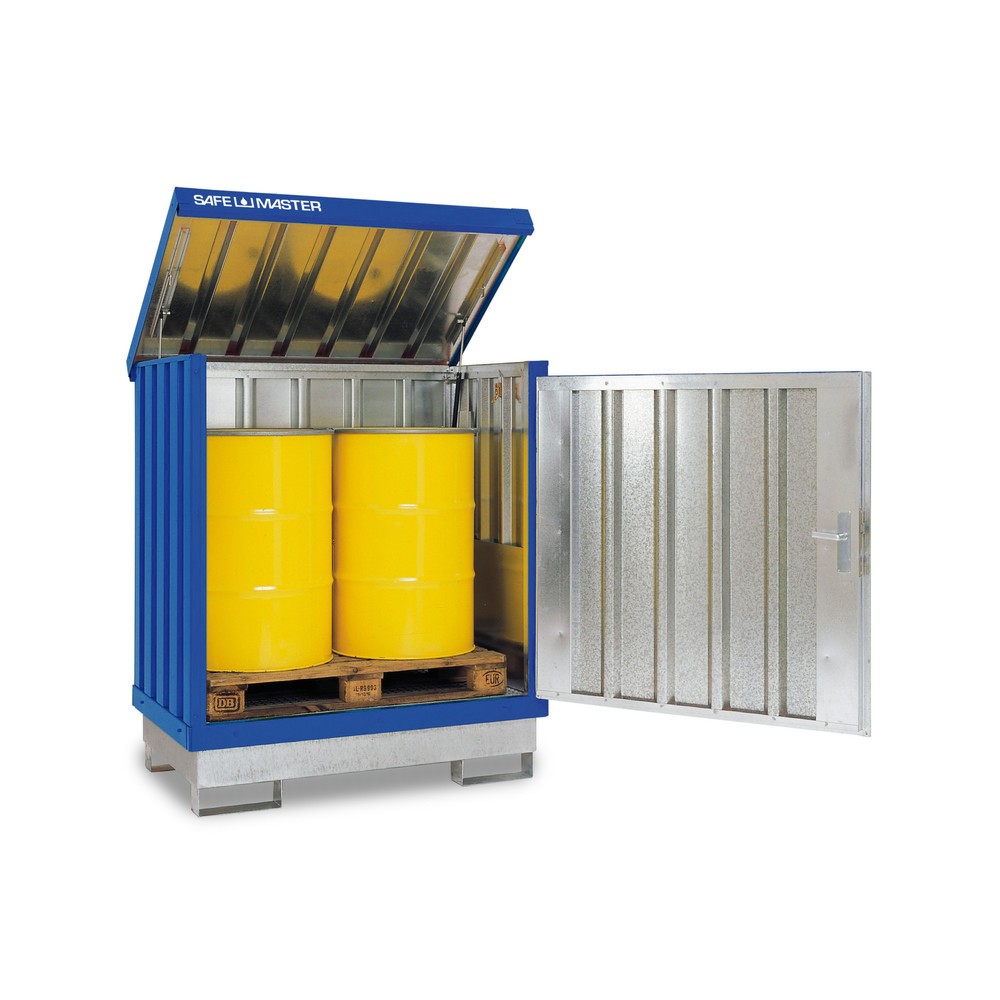 SAFE Master® Gefahrstoff-Depot, verzinkt und lackiert, 2x 200 l, HxBxT 1.685 x 1.420 x 1.080 mm, enzianblau