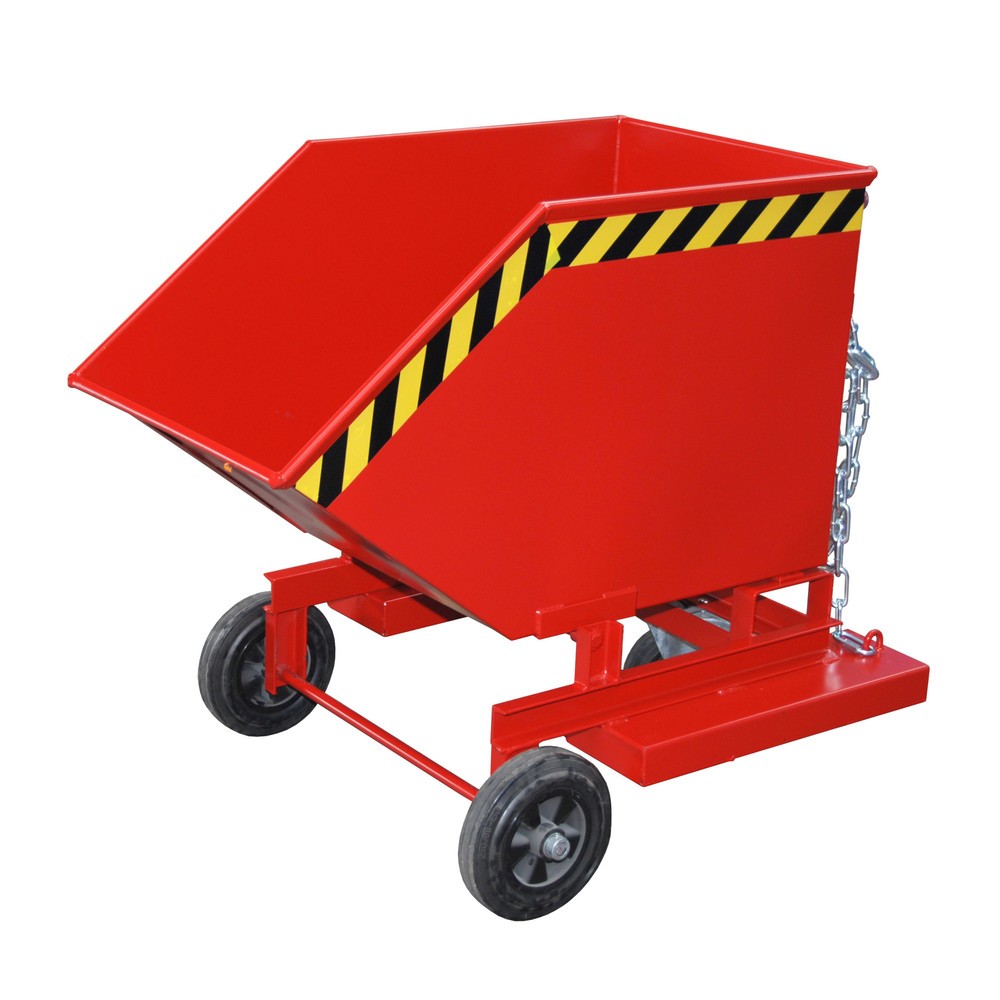Bauer® Kastenwagen kippbar, mit Fahrwerk + Gabeltaschen, Volumen 0,25 m³, RAL 3000 feuerrot