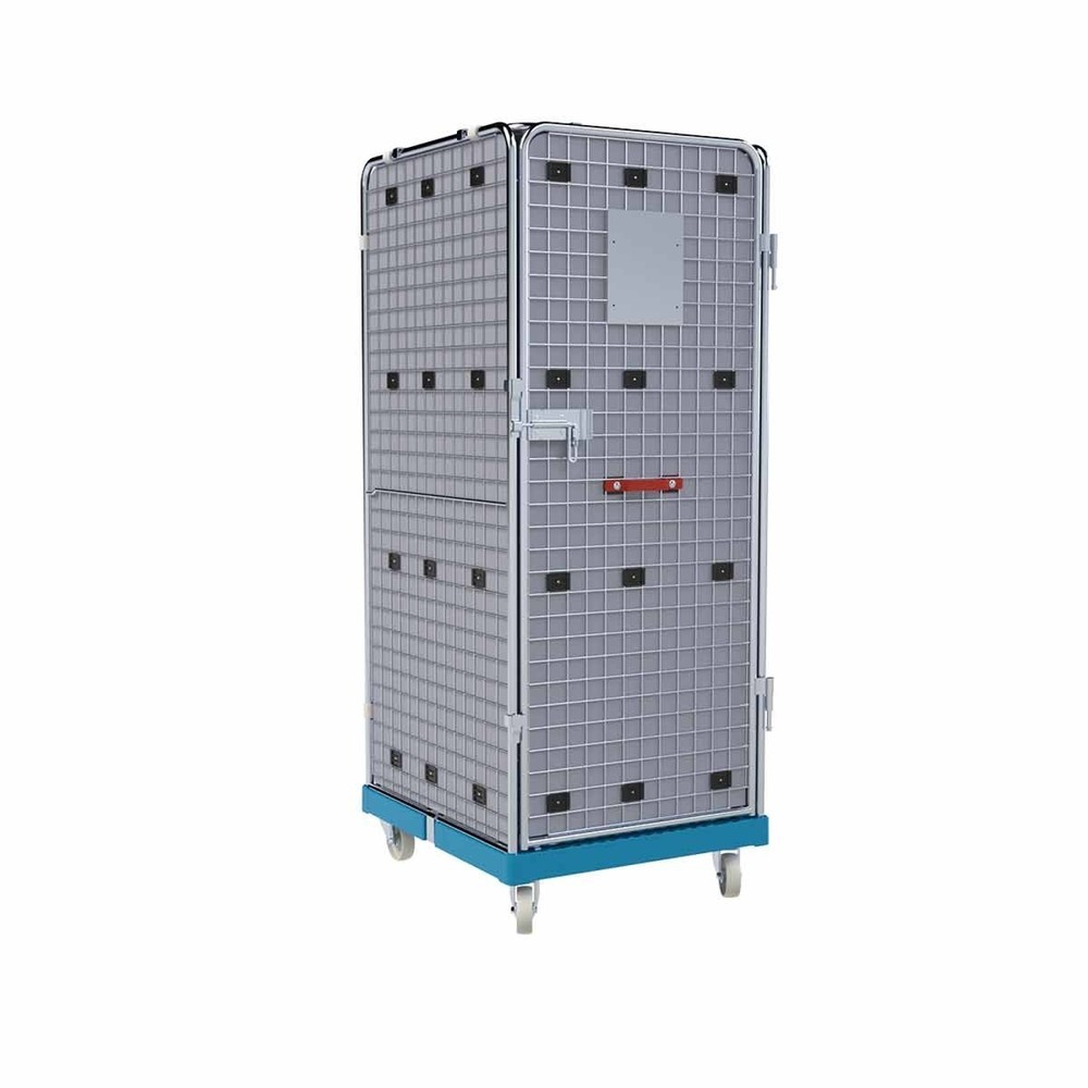 Rollbehälter ADB 1600 KU blau, 724 x 815 mm, 5-seitig, 1 Tür, Cr 3, mit Auskleidung