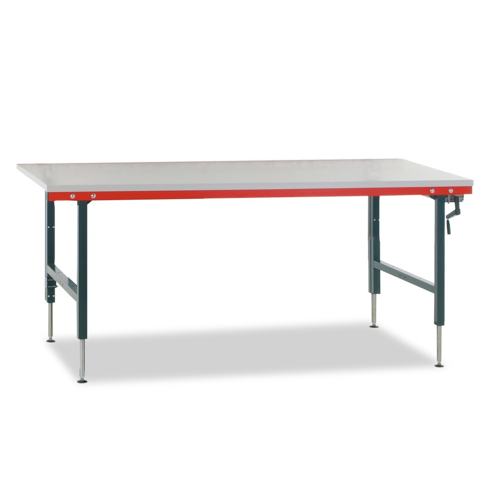 Rocholz Manuell höhenverstellbarer Packtisch SYSTEM 2000 mit Waage bis 60 kg, nicht eichfähig, HxBxT 690-960 x 2.000 x 920 mm