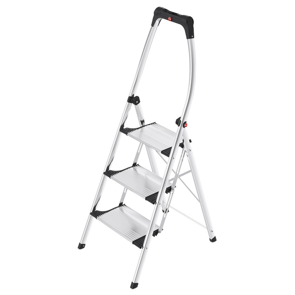 Hailo Klapptritt, Plattformhöhe 730 mm, Stufen einschl. Plattform 3, Aluminium mit Anti-Rutsch-Riffelung