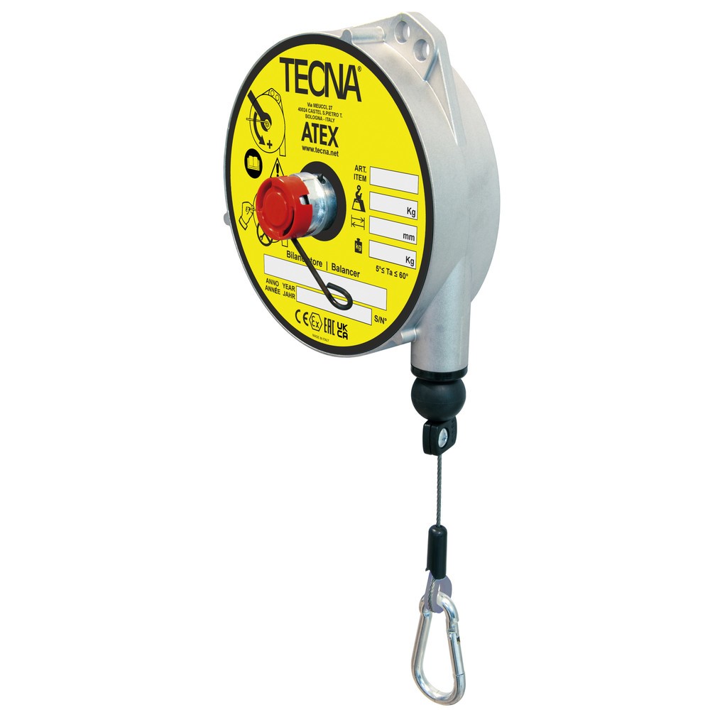 Federzug für EX-Schutzzonen, ohne Arretierung, Aluminiumgehäuse, Seilauszug 2,5 m, TK 2-4 kg