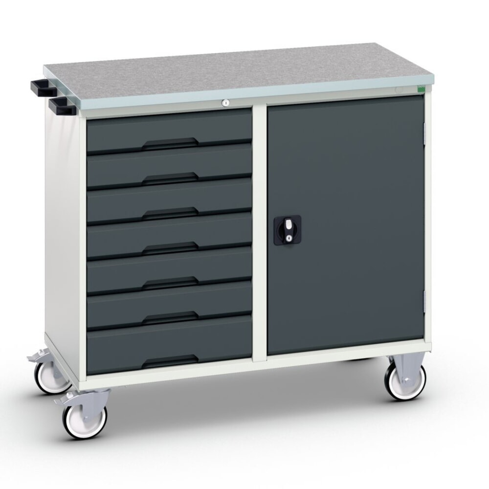 bott verso Montagewagen, mit 7 Schubladen, Tür und Linoleum-Top, BxTxH: 1050 x 600 x 980 mm