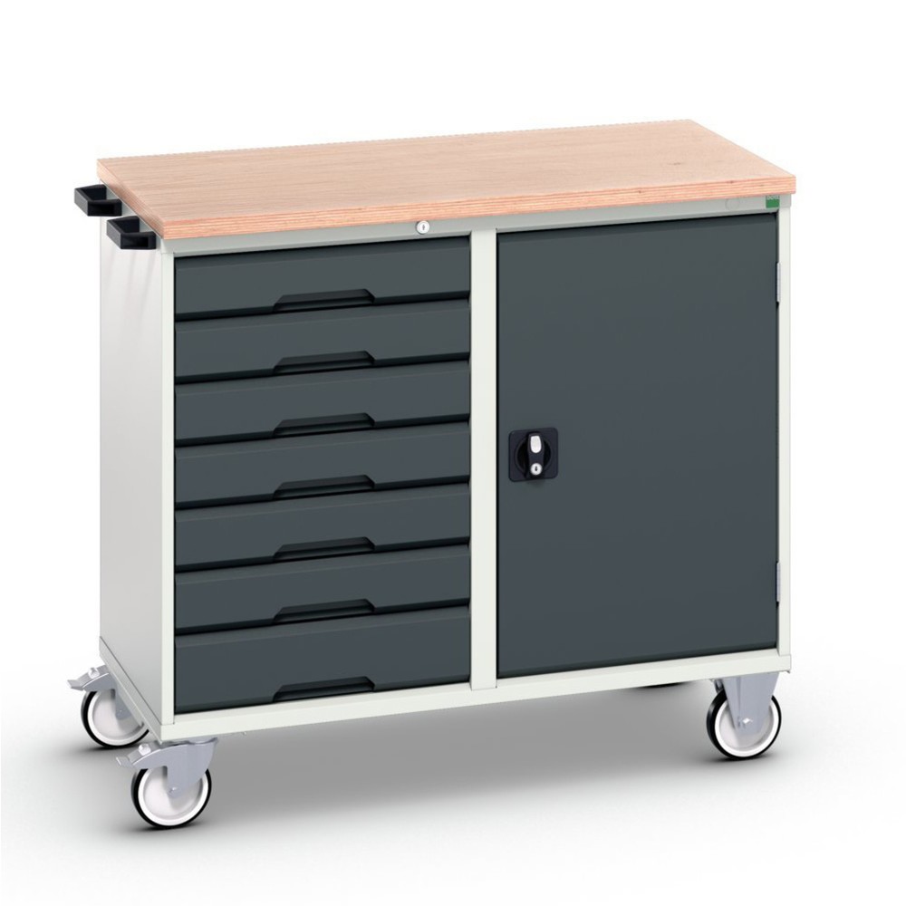 bott verso Montagewagen, mit 7 Schubladen, Tür und Multiplex-Top, BxTxH: 1050 x 600 x 980 mm
