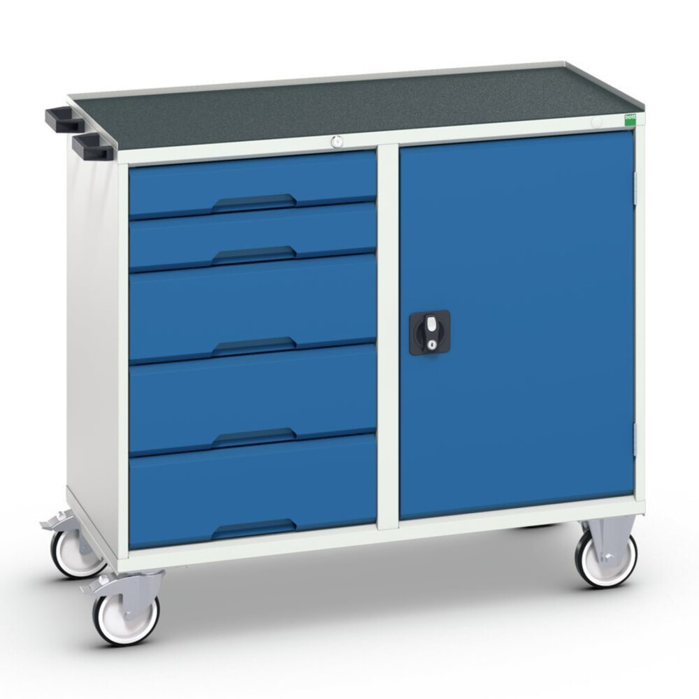 bott verso Montagewagen, mit 5 Schubladen, Tür und Abrollrand, BxTxH: 1050 x 550 x 965 mm