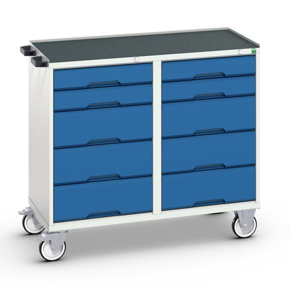 bott verso Montagewagen, mit 10 Schubladen und Abrollrand, BxTxH: 1050 x 550 x 965 mm