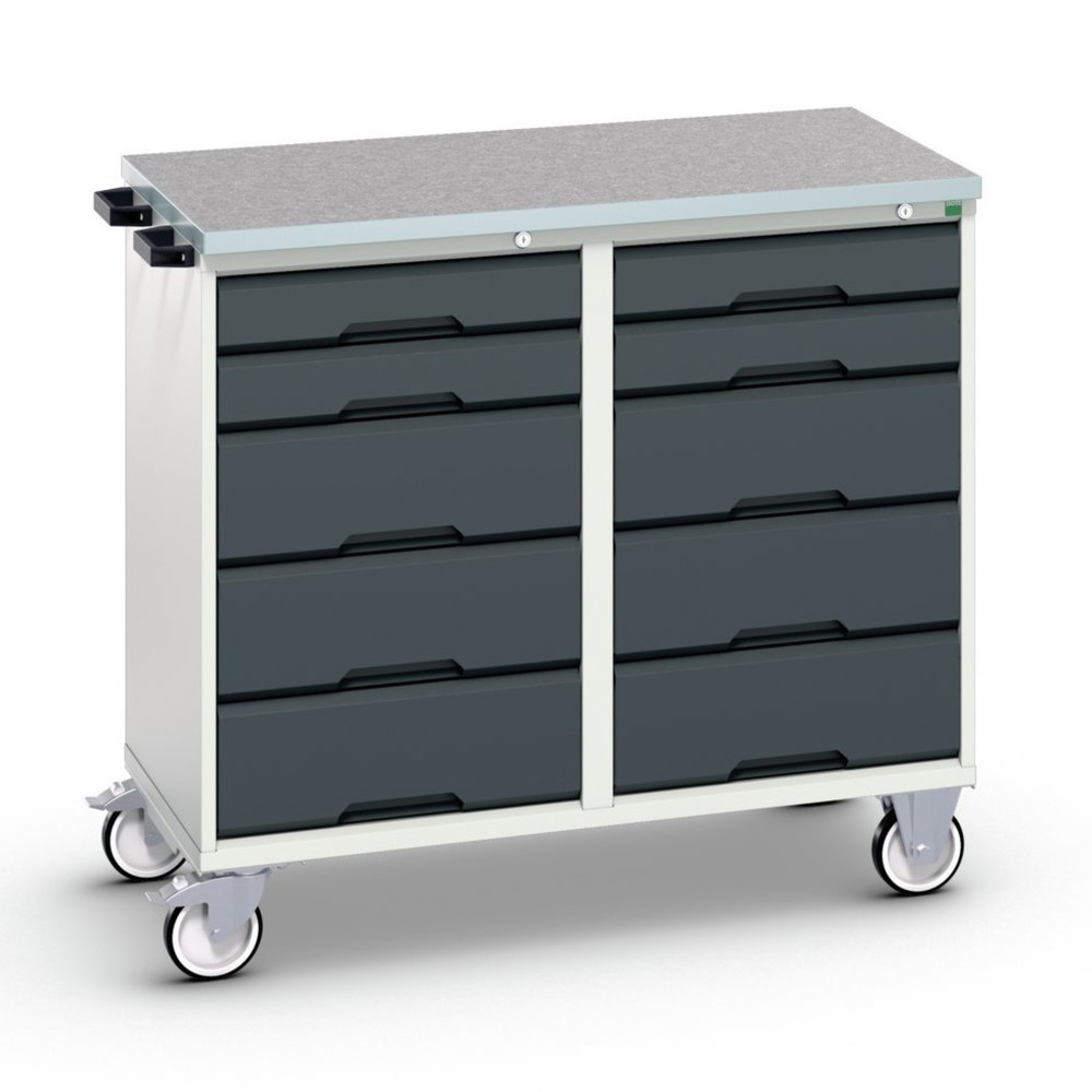 bott verso Montagewagen, mit 10 Schubladen und Linoleum-Top, BxTxH: 1050 x 600 x 980 mm