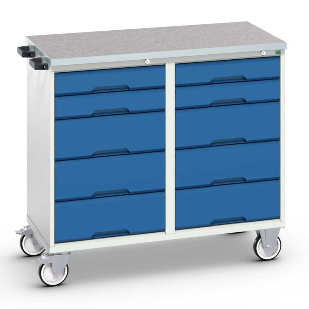 bott verso Montagewagen, mit 10 Schubladen und Linoleum-Top, BxTxH: 1050 x 600 x 980 mm