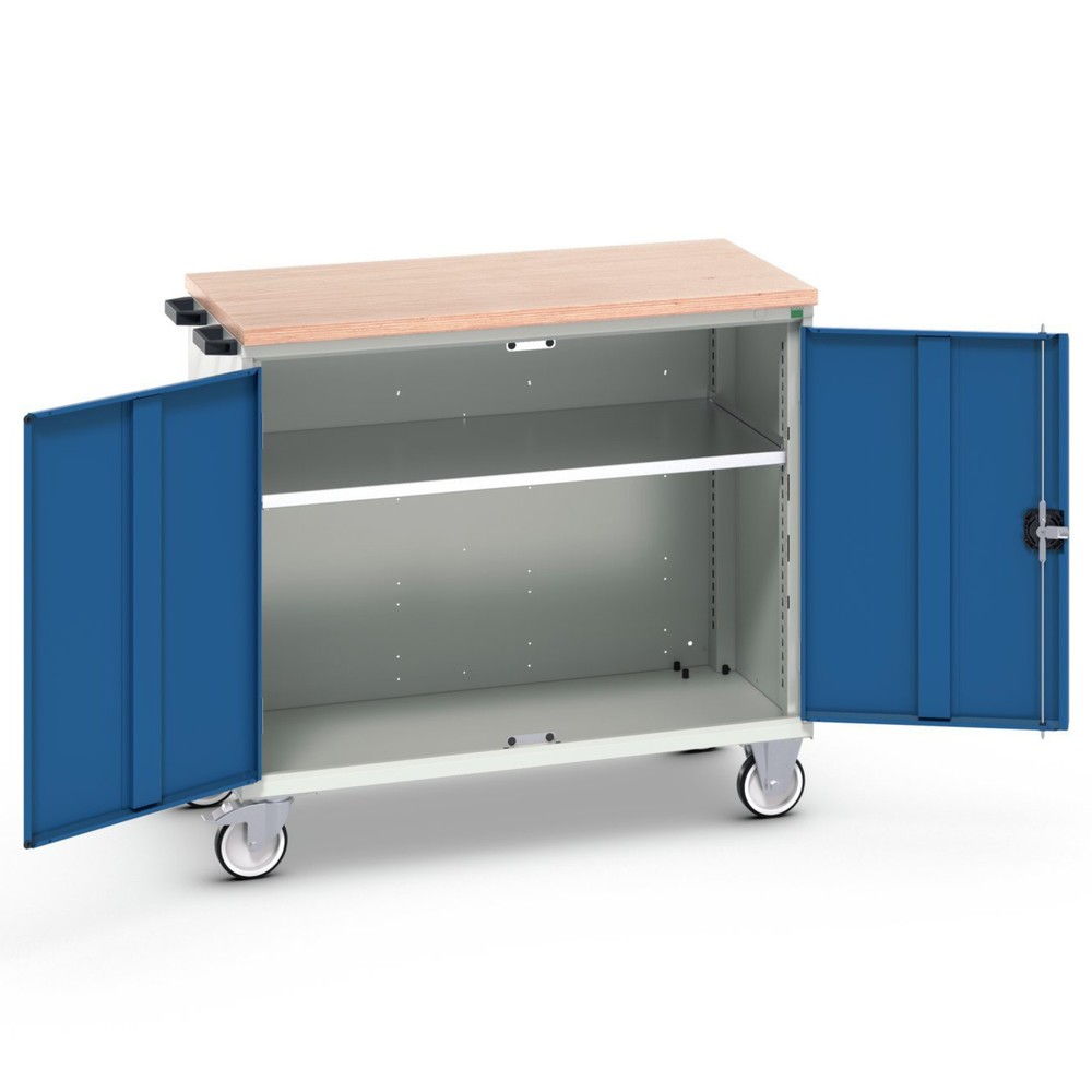 bott verso Werkstattwagen, mit 2 Türen, Fachboden und Multiplex-Top, BxTxH: 1050 x 600 x 980 mm