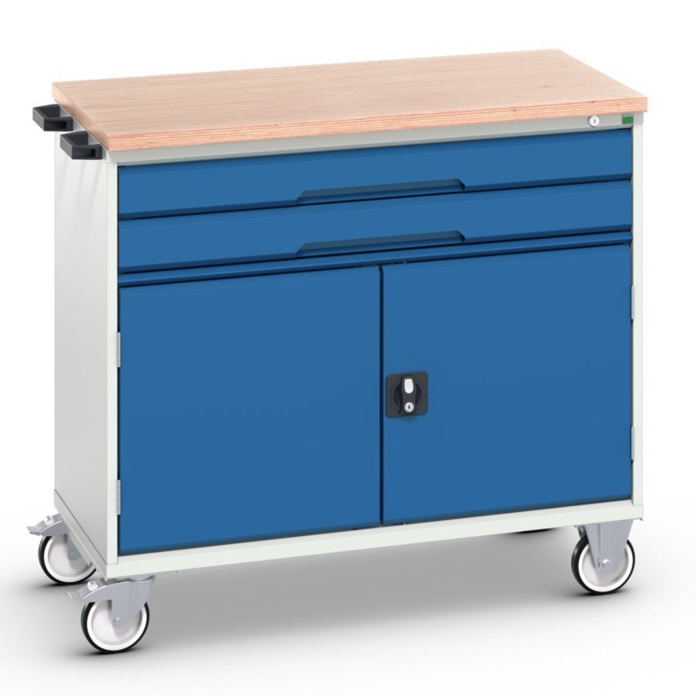 bott verso Werkstattwagen, mit 2 Schubaden, Tür und Multiplex-Top, BxTxH: 1050 x 600 x 980 mm