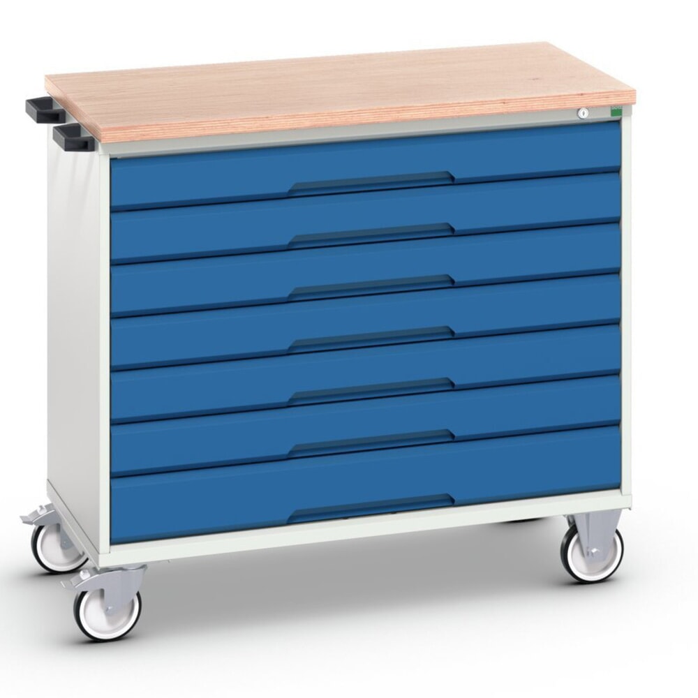bott verso Werkstattwagen, mit 7 Schubladen und Multiplex Top, BxTxH: 1050 x 600 x 980 mm