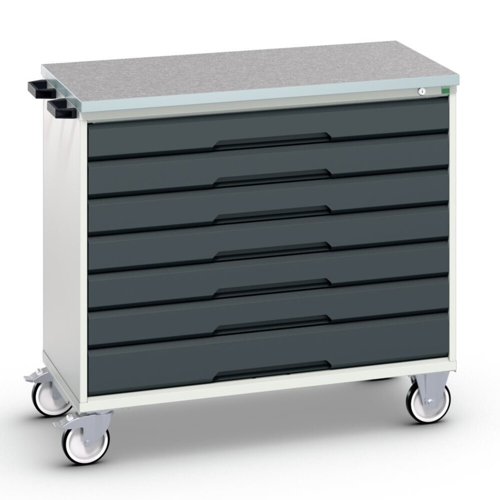 bott verso Werkstattwagen, mit 7 Schubladen und Linoleum-Top, BxTxH: 1050 x 600 x 980 mm